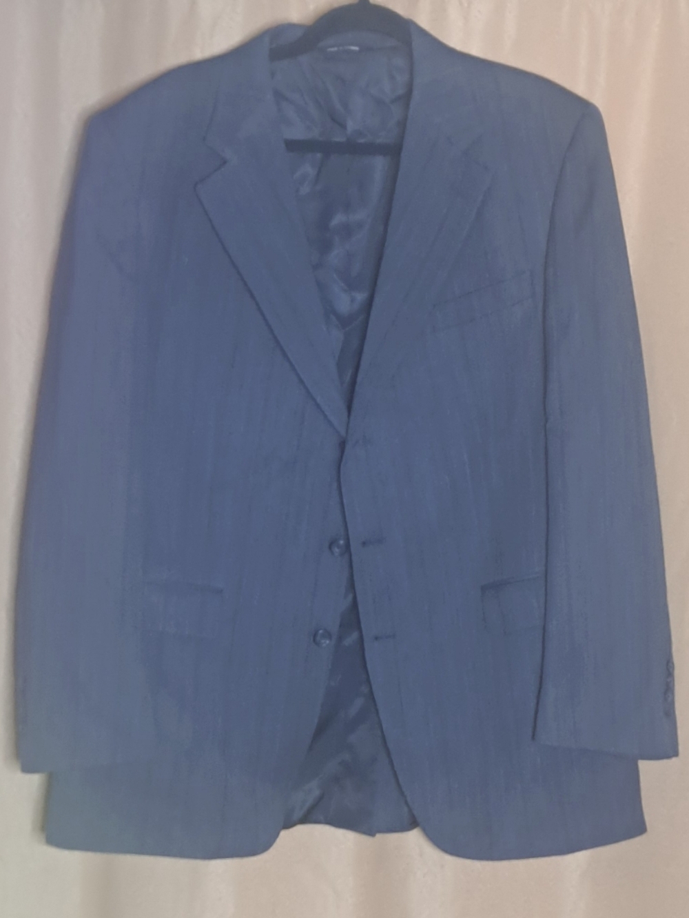 Men's Gray Pinstripe Suit Jacket 46" Chest 34" Length